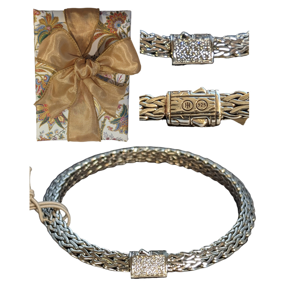 JOHN HARDY Classic Sterling Silver Chain Diamond Bracelet - Gift Wrapped!